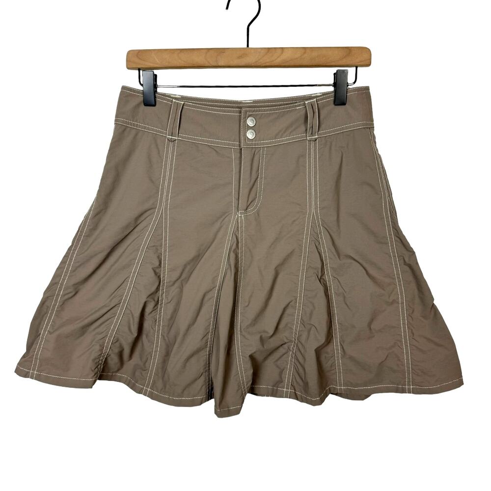 Sahalie Taupe Brown Lined Moisture Wicking Athletic Flare Skater Skirt Skort